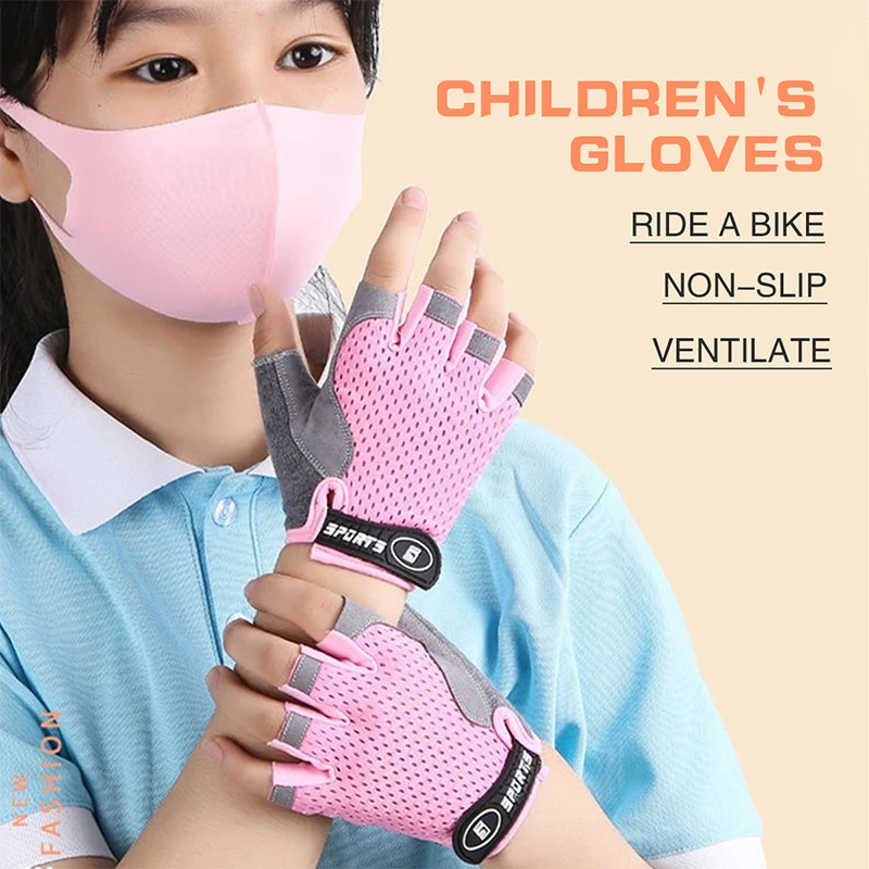 Kids Outdoor Gloves - Kids Half Finger Sports Cycling Gloves,