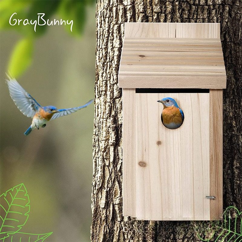 Outdoor Kids In An Indoor World - Outdoor Wooden Bird House Nest, Natural