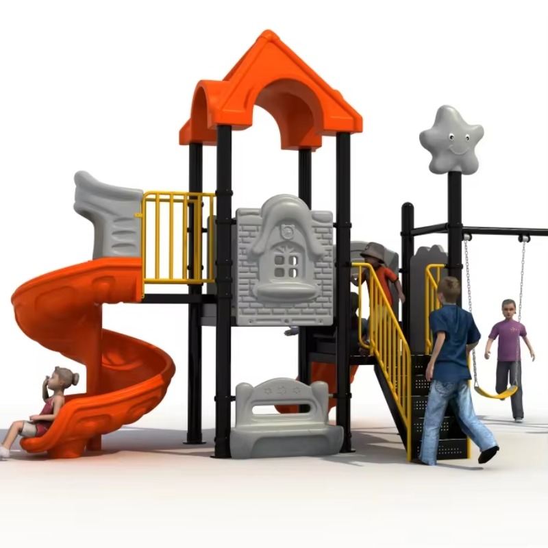 Kids Outdoor Swing Set With Slide - Outdoor Steel Plastic Swing Set with