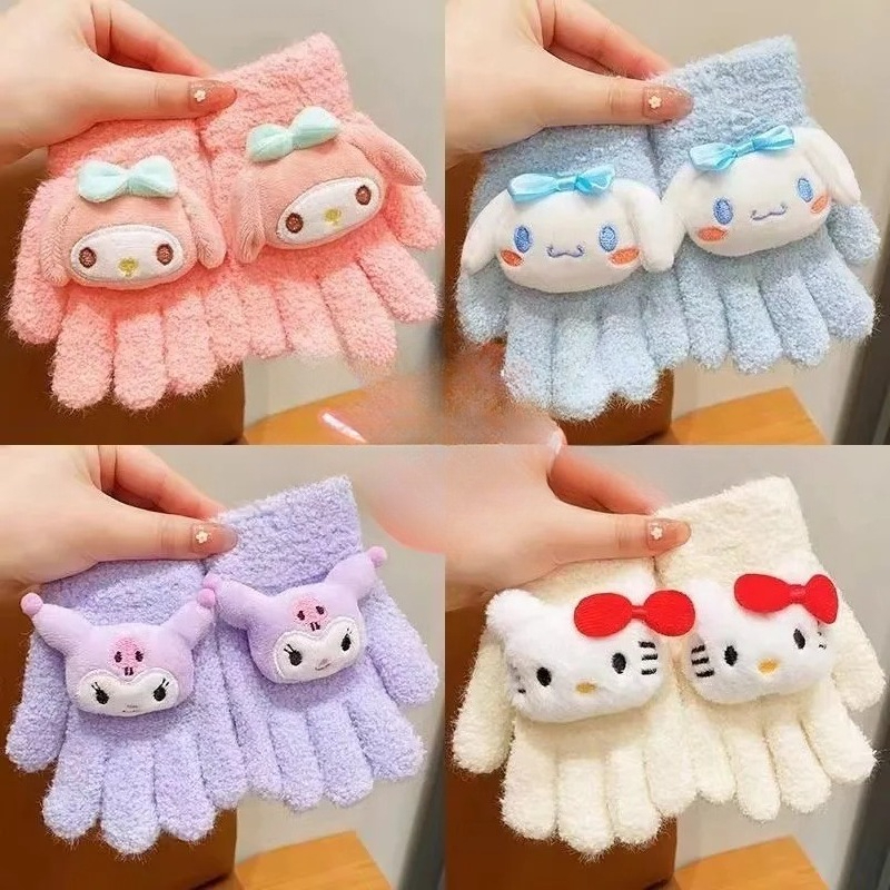 Kids Outdoor Gloves - Hello Kitty Kuromi Cinnamoroll Plushes Gloves