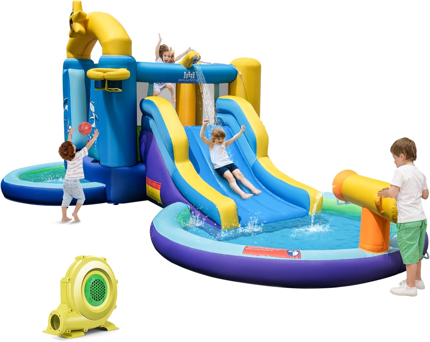 Kids Outdoor House With Slide - Inflatable Water Slide, 2 in 1