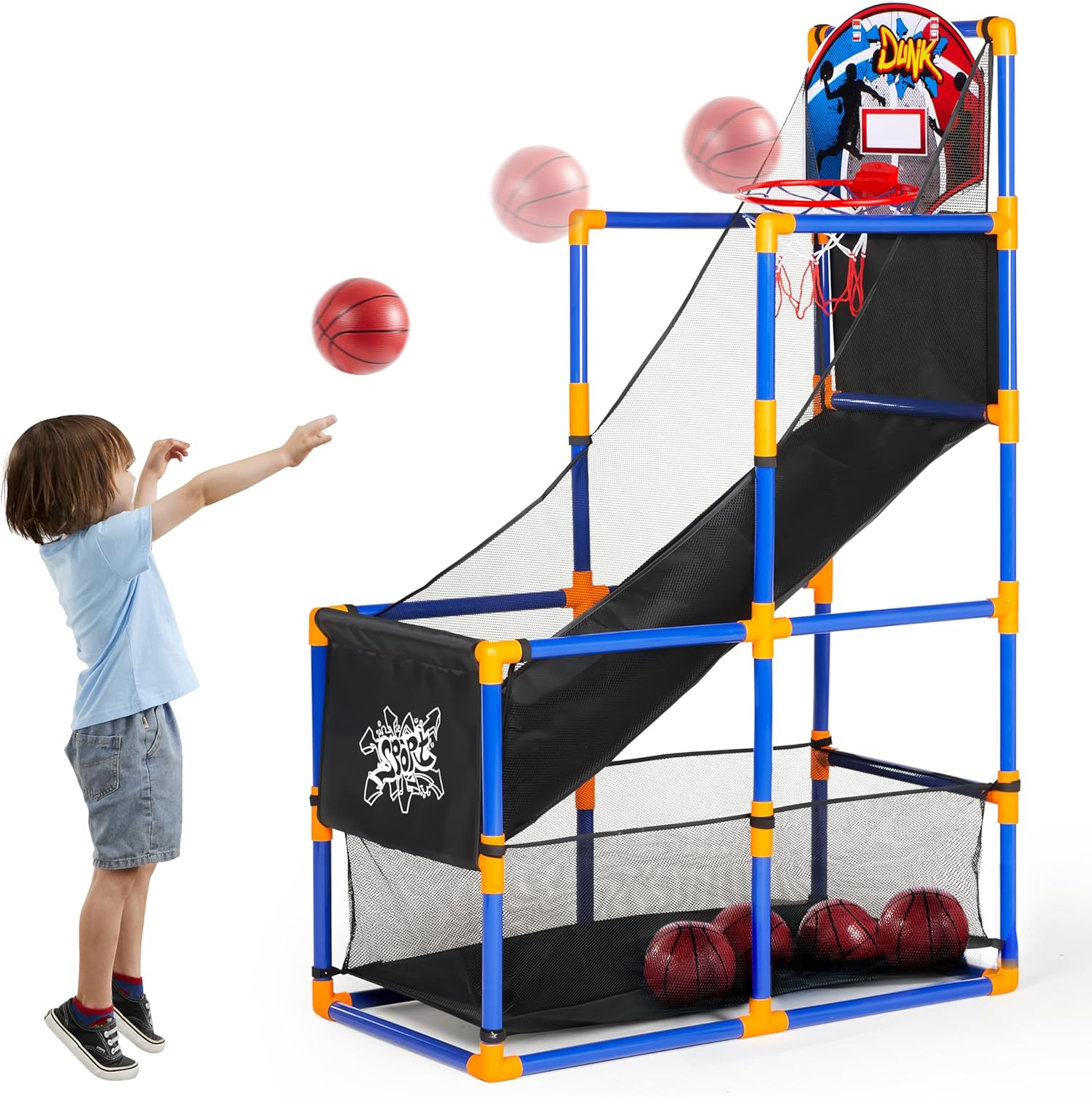 Kids Outdoor Ball - Arcade Basketball Game Set with 4