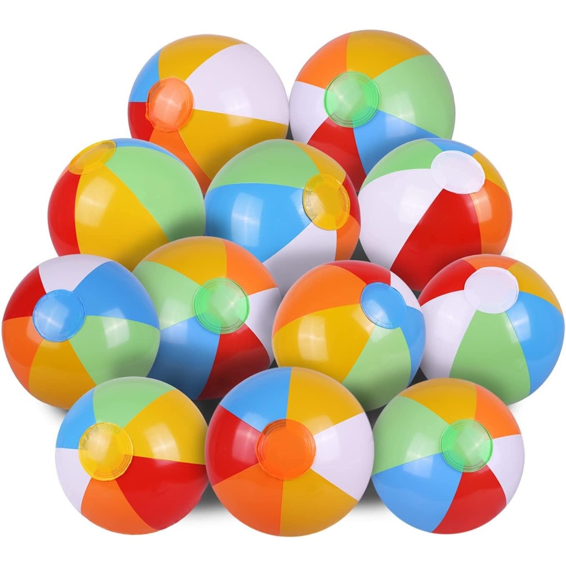 Kids Outdoor Ball - 5 Pack Bulk Rainbow Inflatable Beach