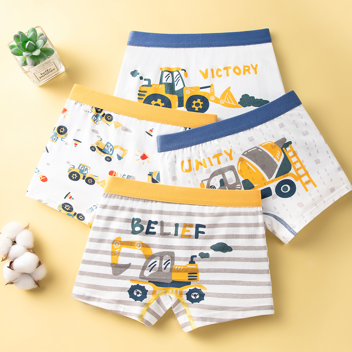 Kids Outdoor Digger - 4Pcs High Quality Cotton Kid Boxer