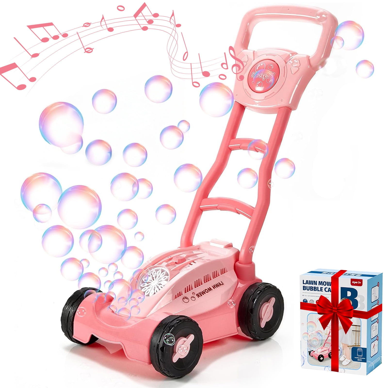 Kids Outdoor Lawn Mower - Bubble Lawn Mower,Kids Push Bubble Machine,Summer