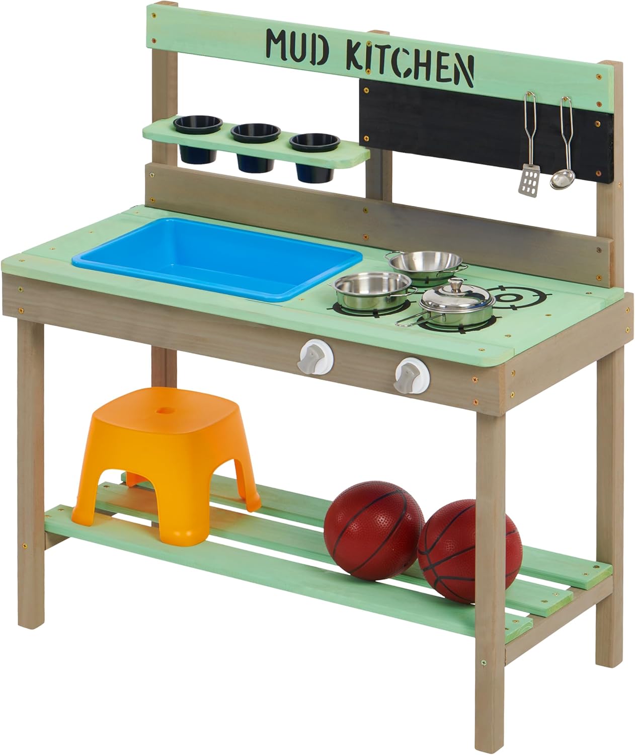 Kids Outdoor Kitchen Set - Kid's Wooden Play Kitchen, Outdoor Mud