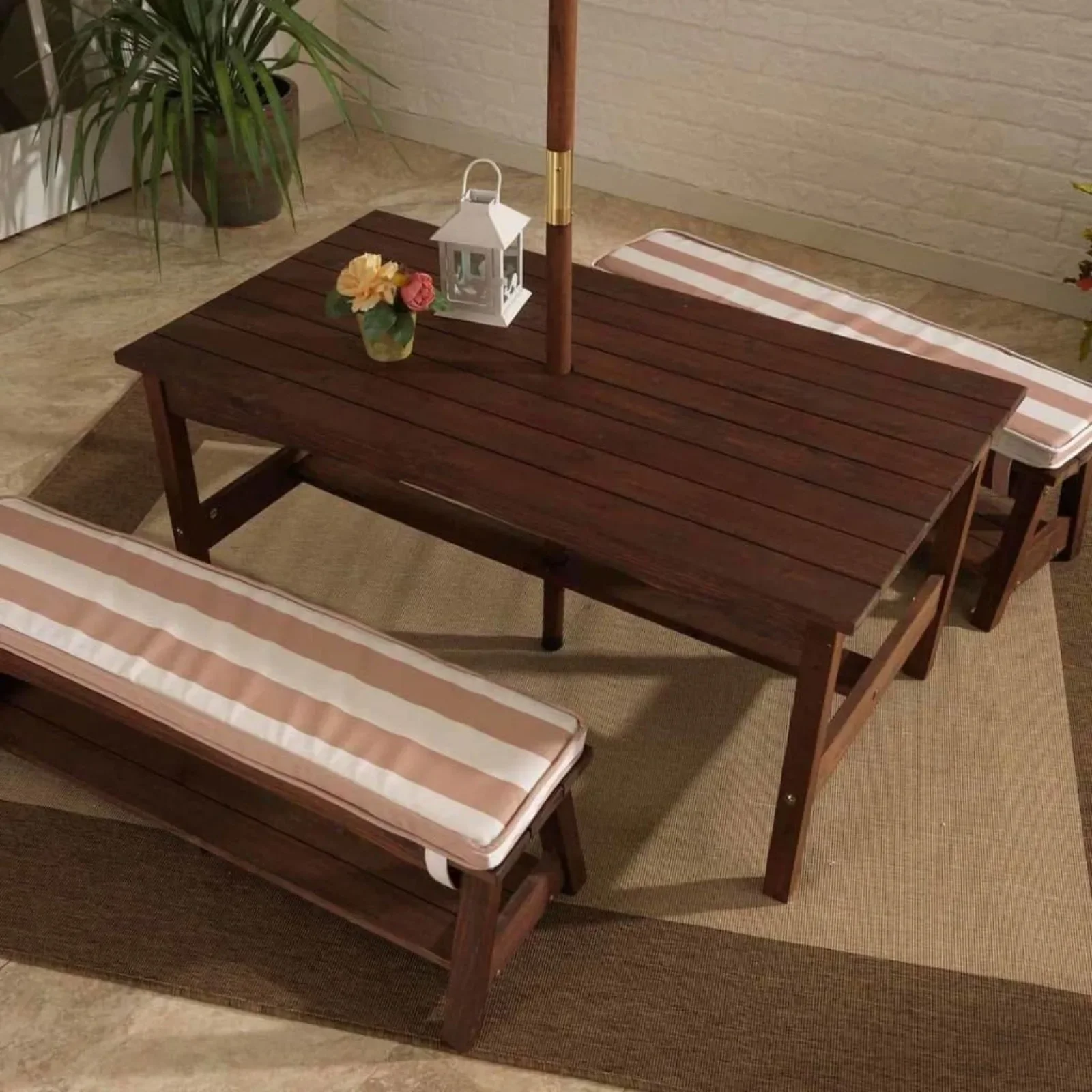 For Outdoor Wooden Table & Ben - Kids Outdoor Bench With Umbrella recensione e prezzo