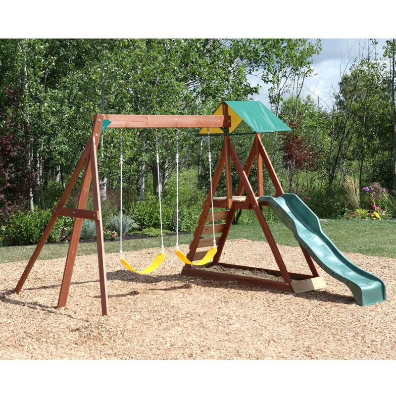 Kids And Children Outdoor Wood - Kids Outdoor Swing Set With Slide recensione e prezzo