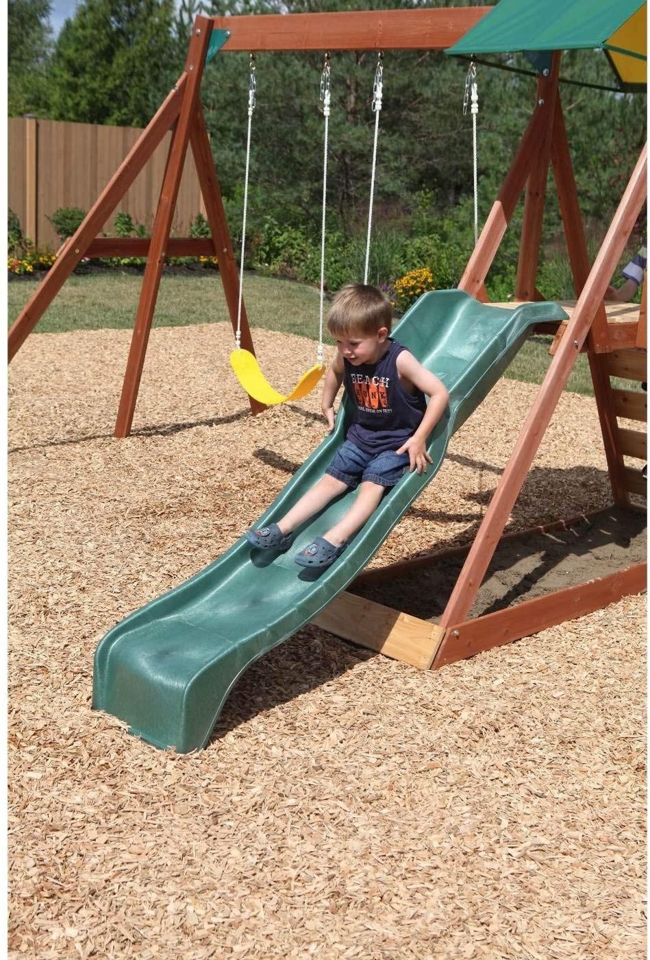 Kids And Children Outdoor Wood - Kids Outdoor Swing Set With Slide recensione e prezzo