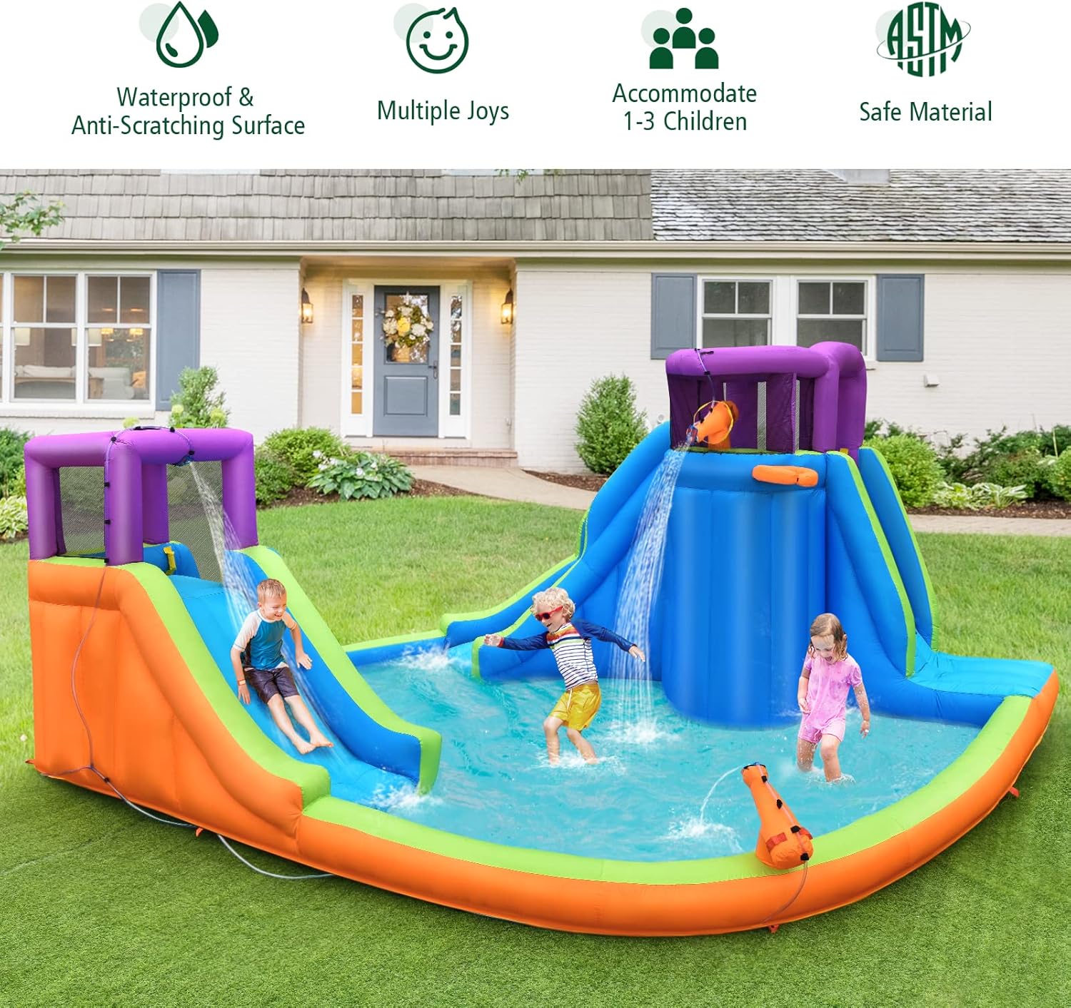 Inflatable Water Slide Park 75 - Kids Outdoor Water Park recensione e prezzo