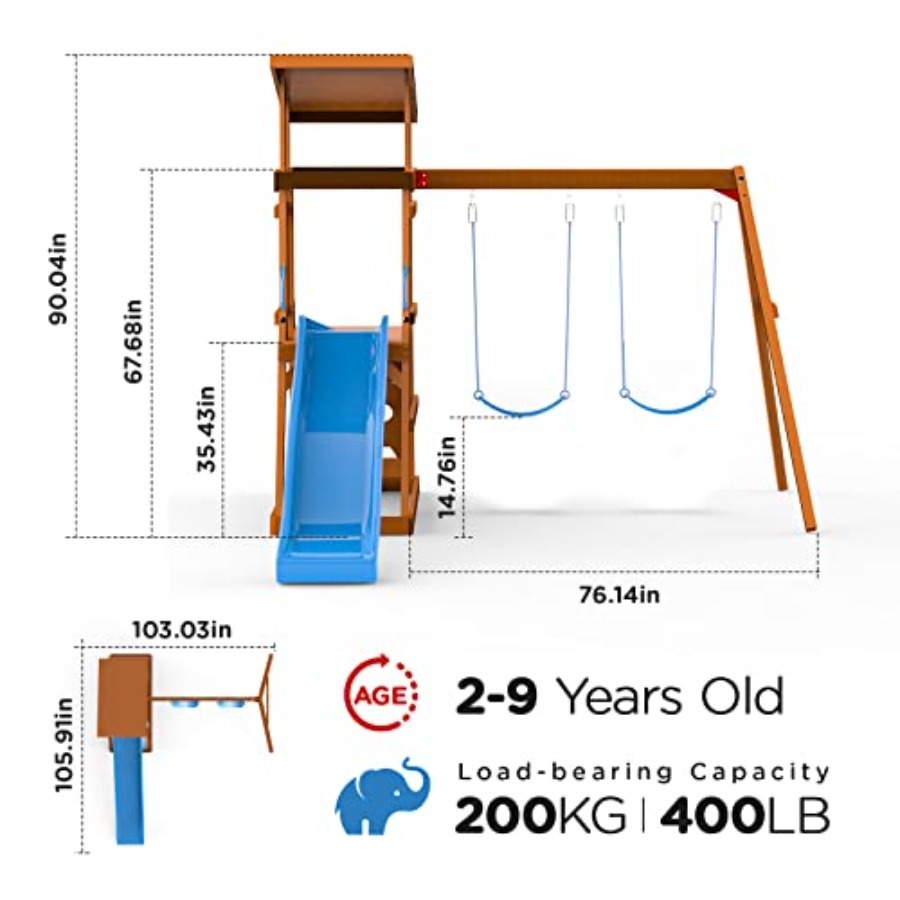 Playground Wooden Swing Sets f - Kids Outdoor Swing Set With Slide recensione e prezzo