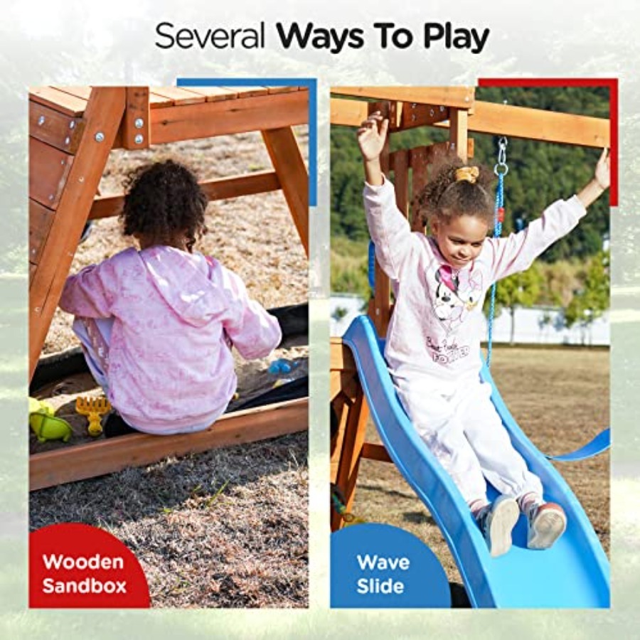 Playground Wooden Swing Sets f - Kids Outdoor Swing Set With Slide recensione e prezzo