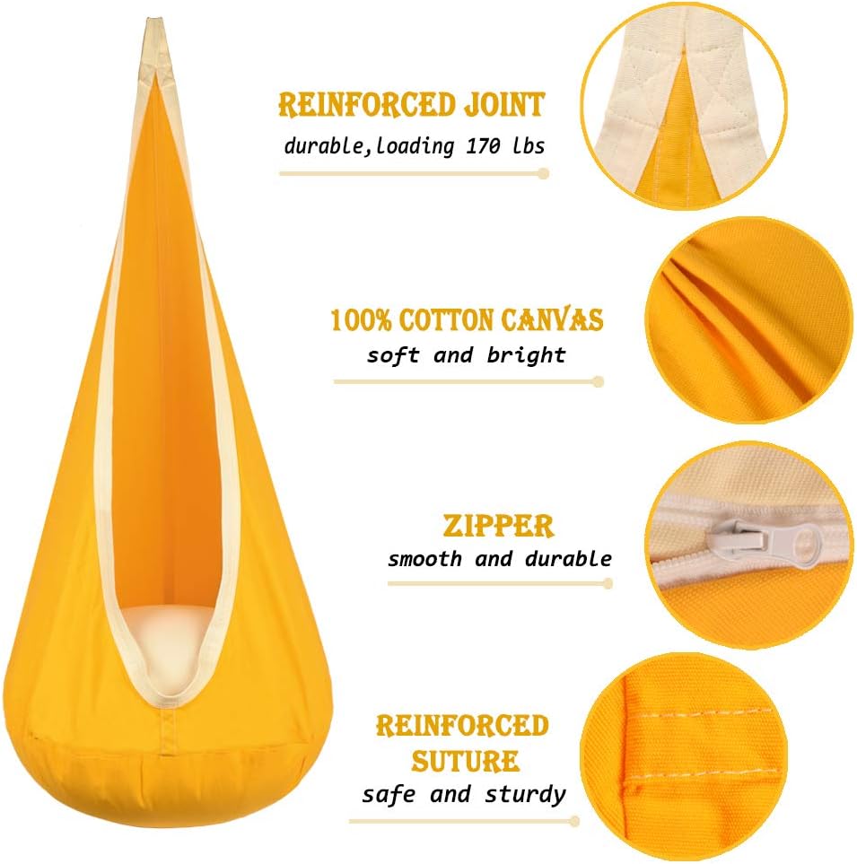 Kids Pod Swing Hanging Seat Ch - Kids Yellow Outdoor Chair recensione e prezzo