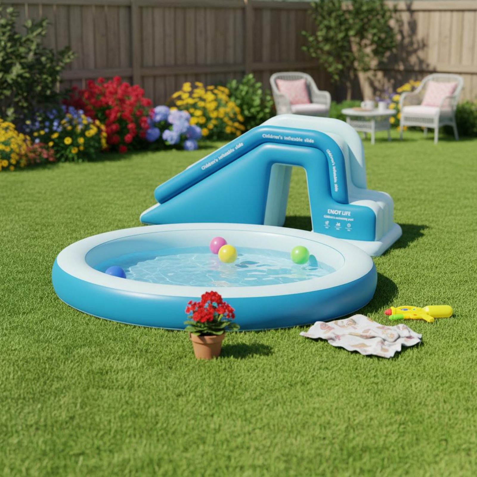 Inflatable Pool Slide Foldable - Kids Outdoor Water Park recensione e prezzo