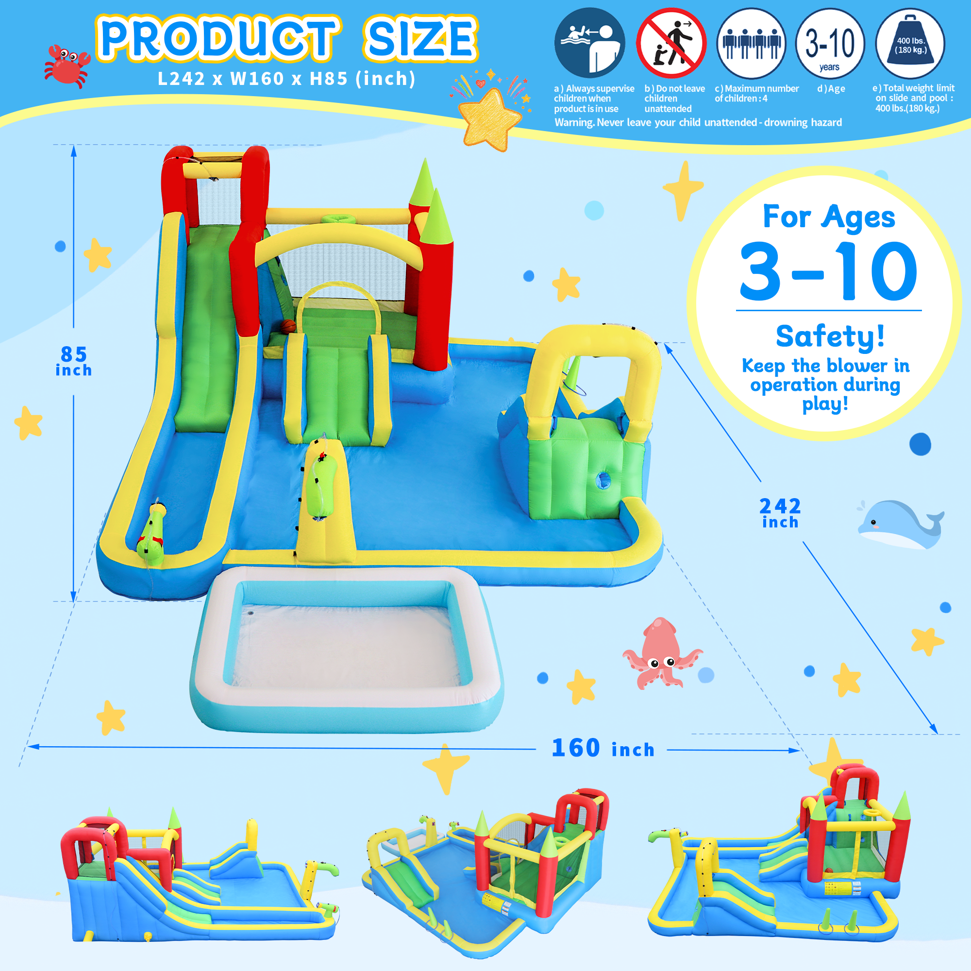 11-in-1 Inflatable Water Slide - Kids Outdoor Water Park recensione e prezzo