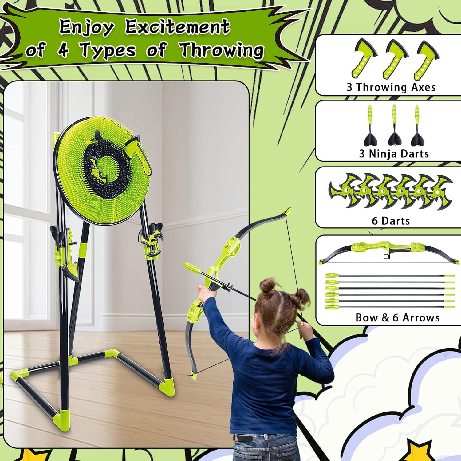4 in 1 Axe Throwing Target Set - Kids Outdoor Ninja Set recensione e prezzo