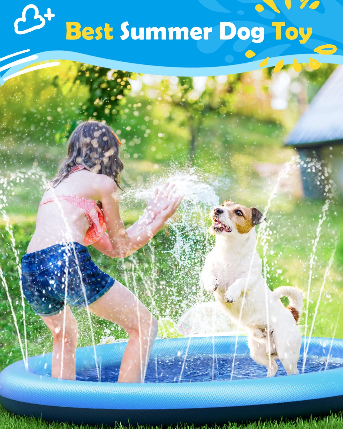 Dog Splash Pad Thick Sprinkler - Kids Outdoor Clubhouse recensione e prezzo