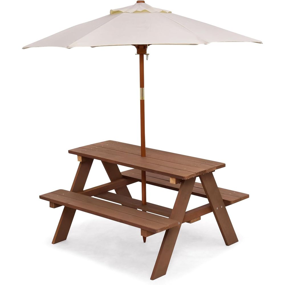 Wooden Kids Picnic Table and B - Kids Outdoor Bench With Umbrella recensione e prezzo