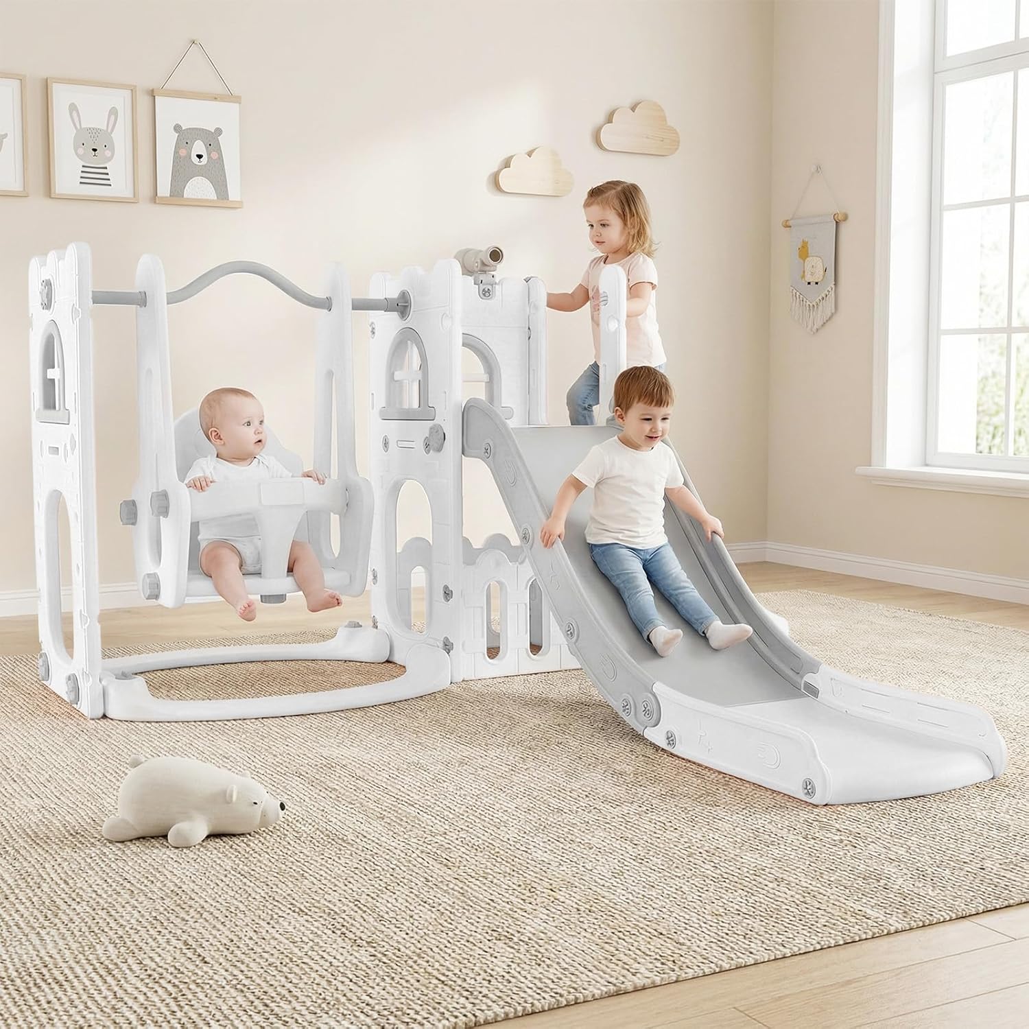 Toddler Slide and Swing Set, 7 - Kids Outdoor Swing Set With Slide recensione e prezzo