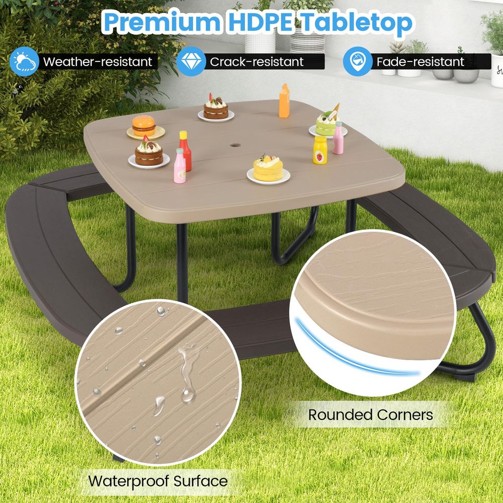 Kids Picnic Table, 8 Person Ki - Kids Outdoor Bench With Umbrella recensione e prezzo