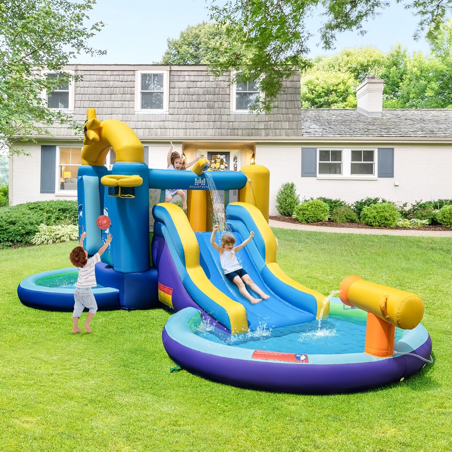 Inflatable Water Slide, 2 in 1 - Kids Outdoor House With Slide recensione e prezzo