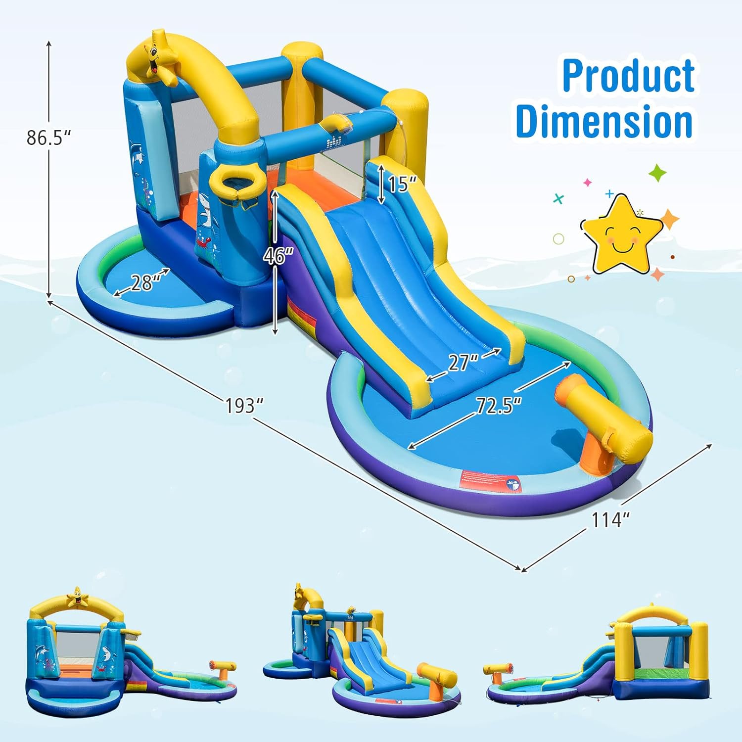 Inflatable Water Slide, 2 in 1 - Kids Outdoor House With Slide recensione e prezzo