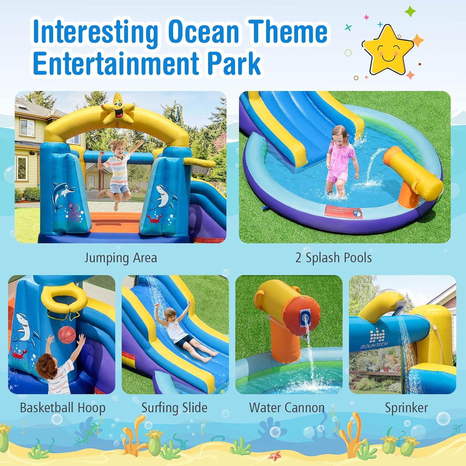 Inflatable Water Slide, 2 in 1 - Kids Outdoor House With Slide recensione e prezzo
