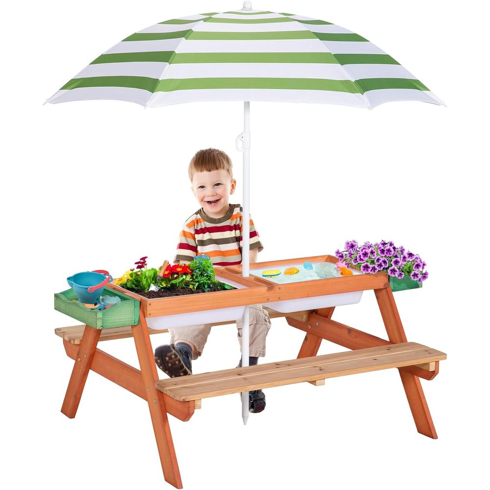 Multifunctional Outdoor Wooden - Kids Outdoor Bench With Umbrella recensione e prezzo