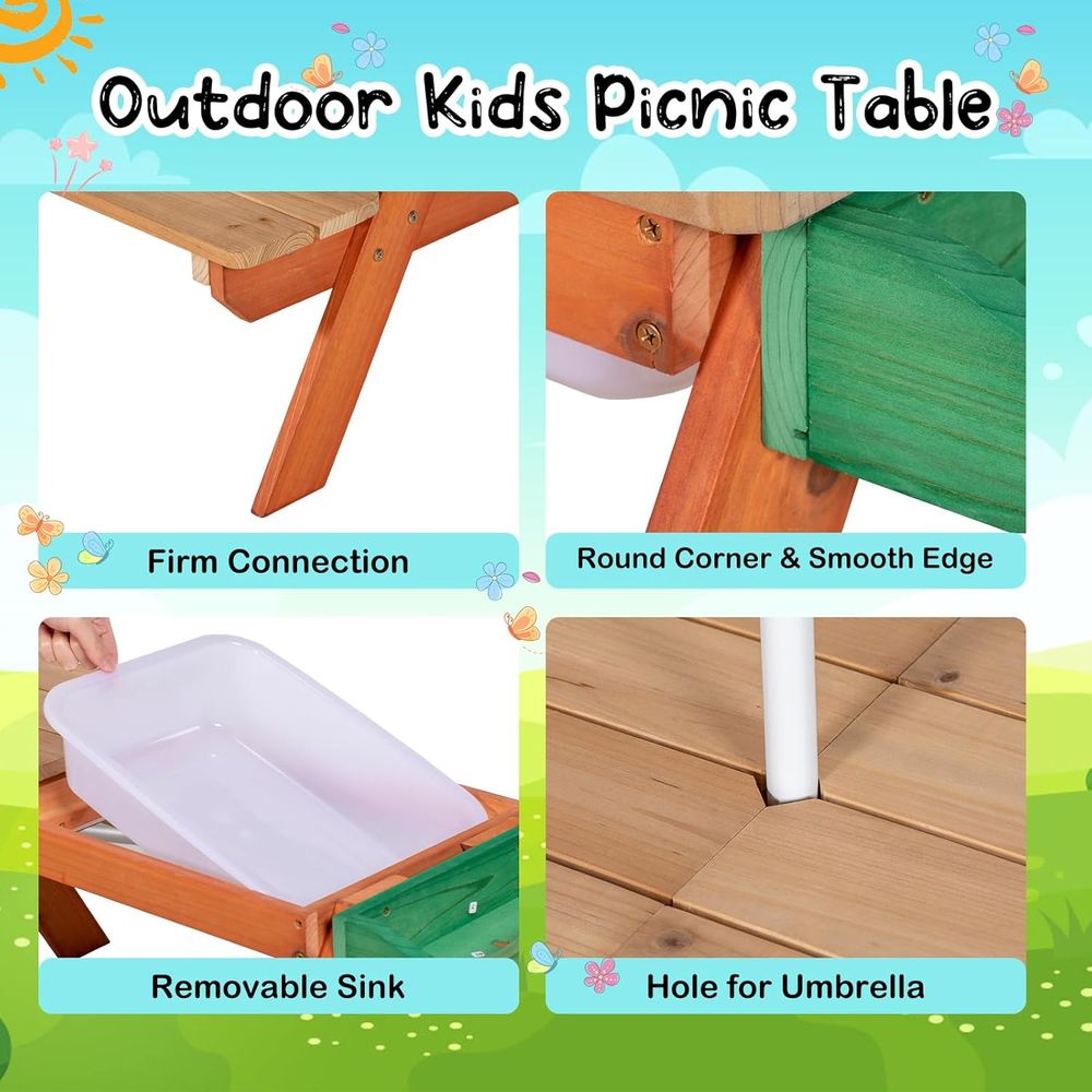 Multifunctional Outdoor Wooden - Kids Outdoor Bench With Umbrella recensione e prezzo