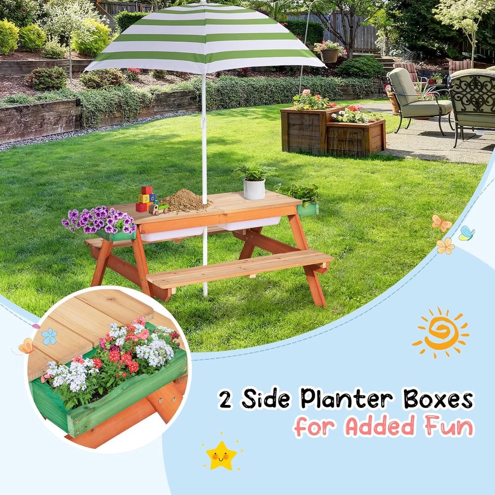 Multifunctional Outdoor Wooden - Kids Outdoor Bench With Umbrella recensione e prezzo