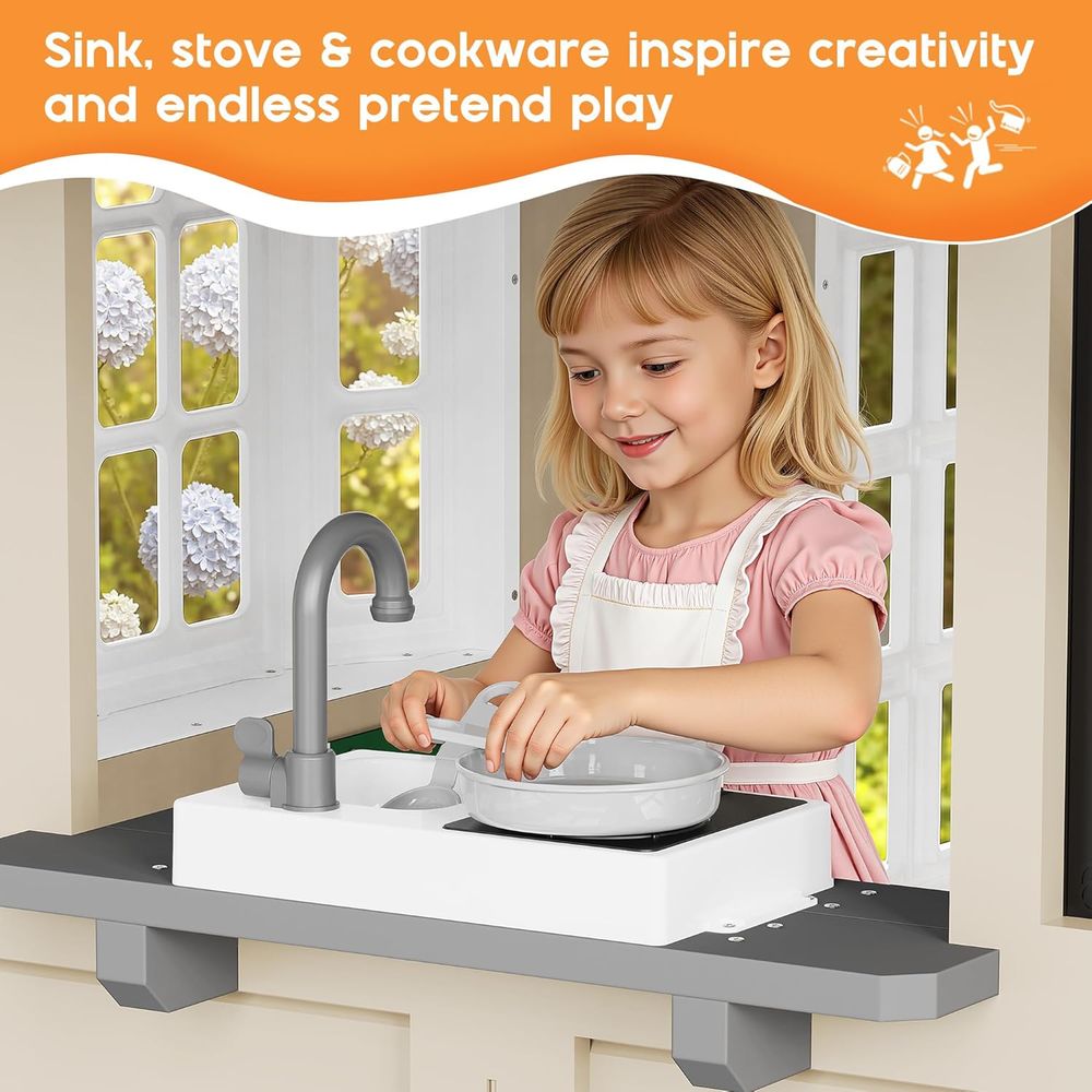 Albott Kids Outdoor Wooden Pla - Kids Outdoor Kitchen Set recensione e prezzo