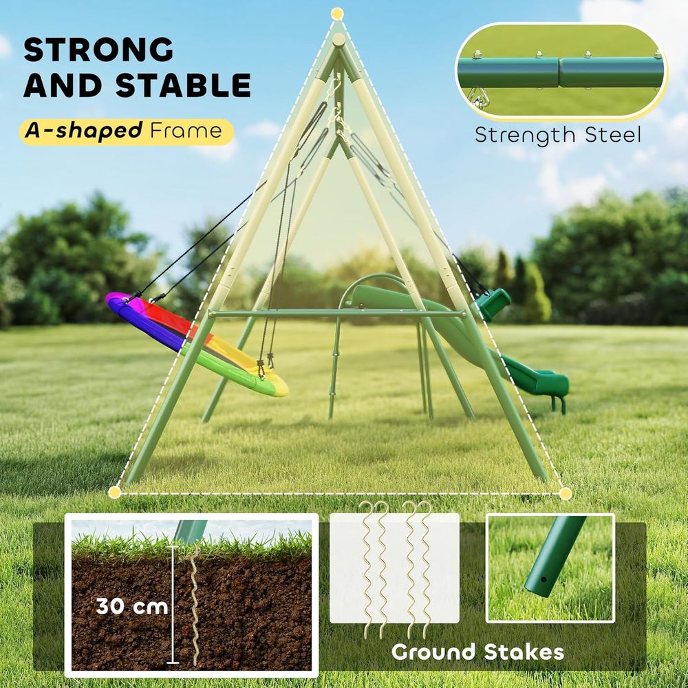 Adjustable Seat Swing and Sauc - Kids Outdoor Swing Set With Slide recensione e prezzo