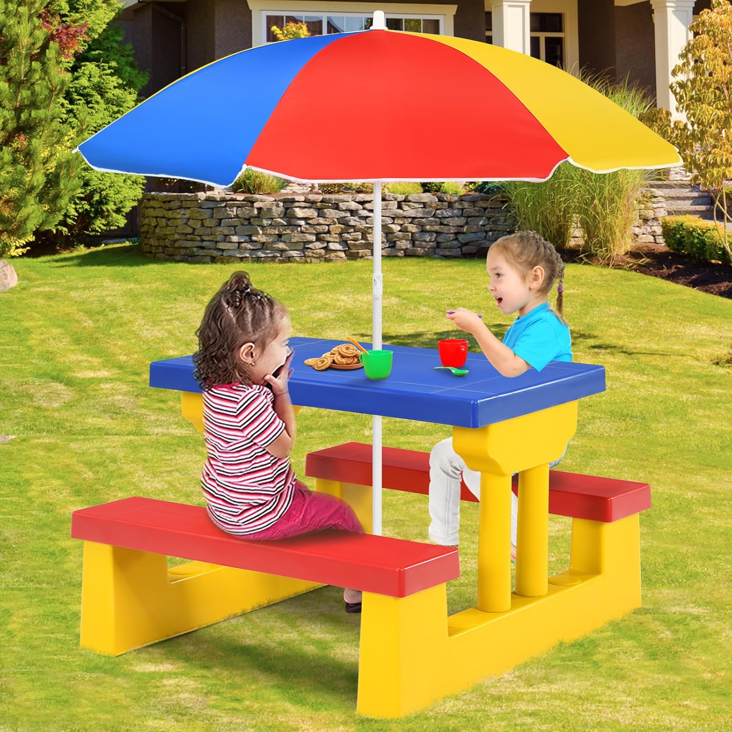 ARMILE Kids Picnic Table, Kids - Kids Outdoor Bench With Umbrella recensione e prezzo