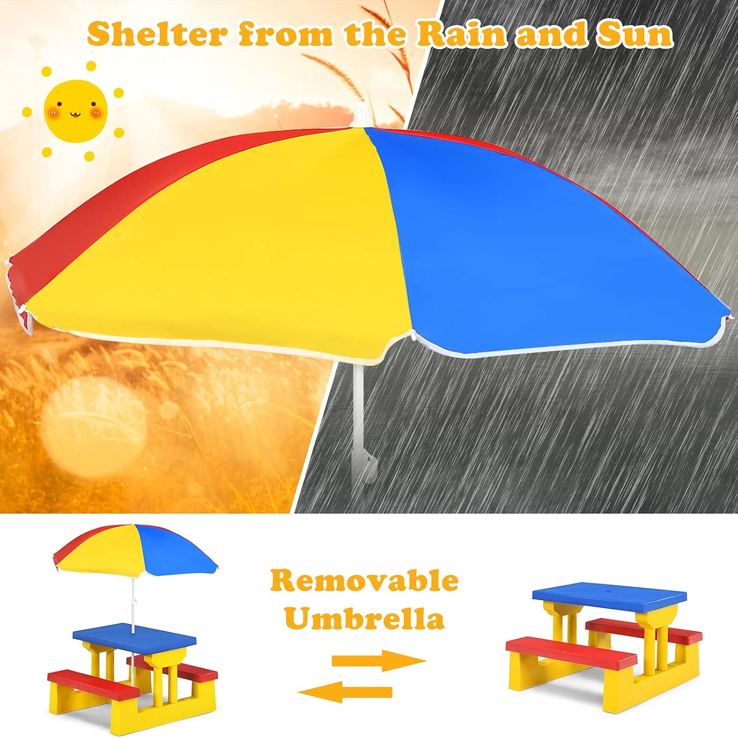 ARMILE Kids Picnic Table, Kids - Kids Outdoor Bench With Umbrella recensione e prezzo