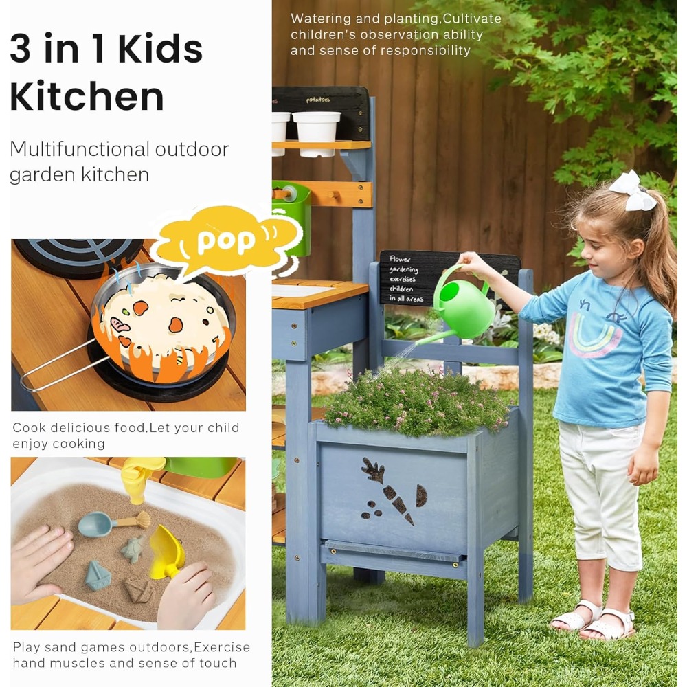 US Shipping Mud Kitchen for Ki - Kids Outdoor Kitchen Set recensione e prezzo