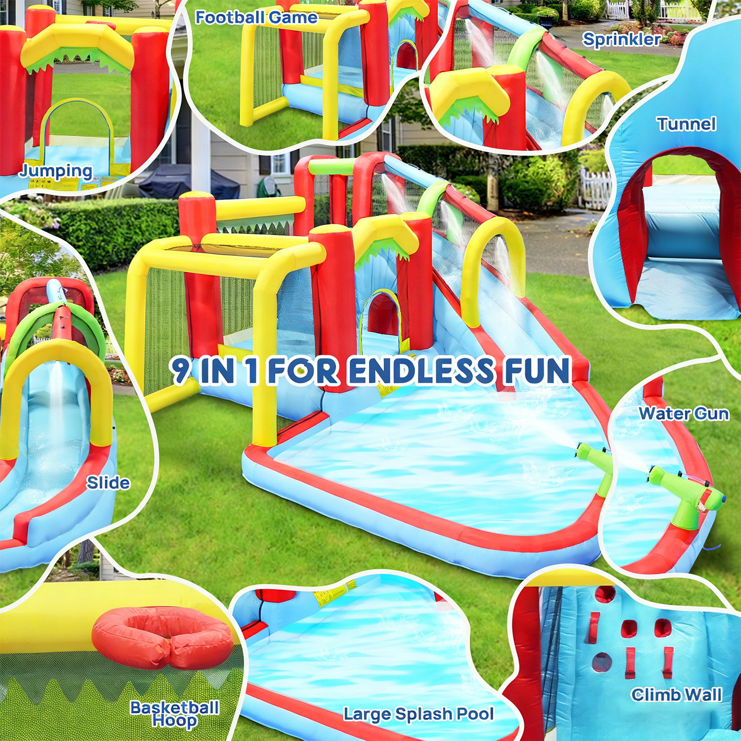 7in1 Inflatable Water Slide Pa - Kids Outdoor House With Slide recensione e prezzo