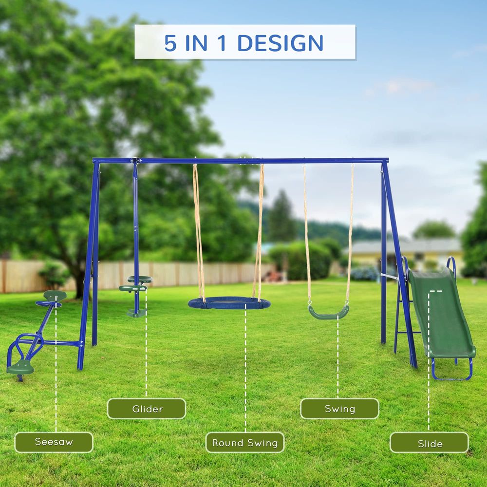 Swing Set for Backyard, 5 in 1 - Kids Outdoor Swing Set With Slide recensione e prezzo