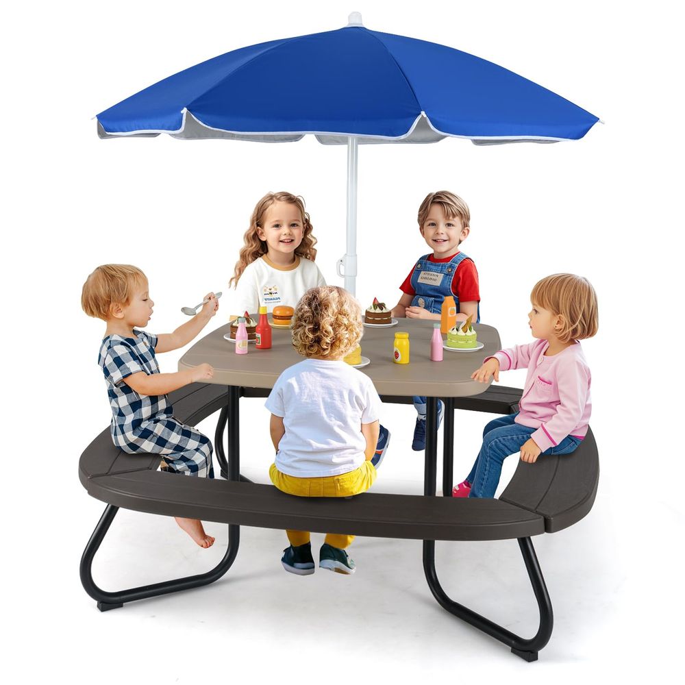 Kids Picnic Table, 8 Person To - Kids Outdoor Bench With Umbrella recensione e prezzo