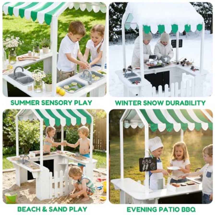 Outdoor playhouse for kids, wh - Kids Outdoor Kitchen Set recensione e prezzo