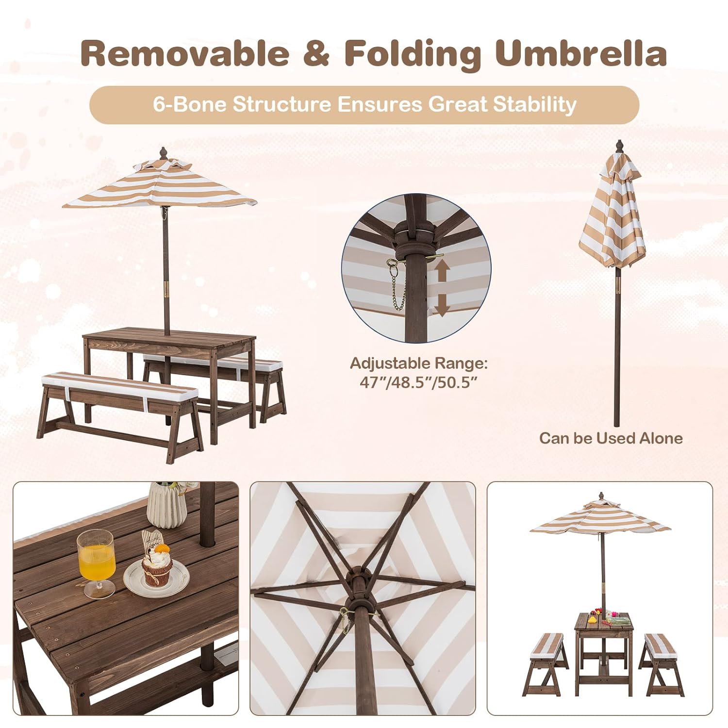 Kids Picnic Table, Outdoor Woo - Kids Outdoor Bench With Umbrella recensione e prezzo
