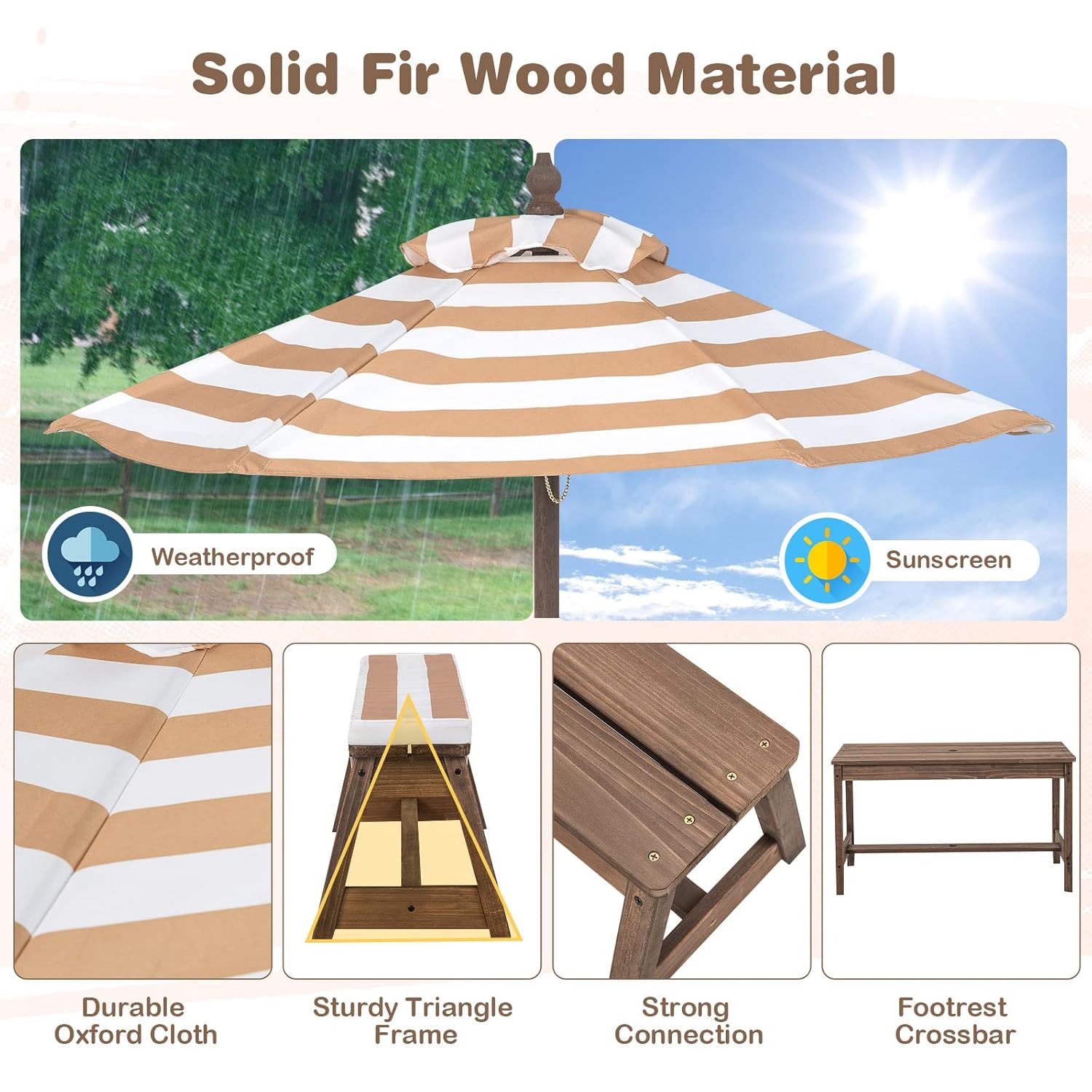 Kids Picnic Table, Outdoor Woo - Kids Outdoor Bench With Umbrella recensione e prezzo
