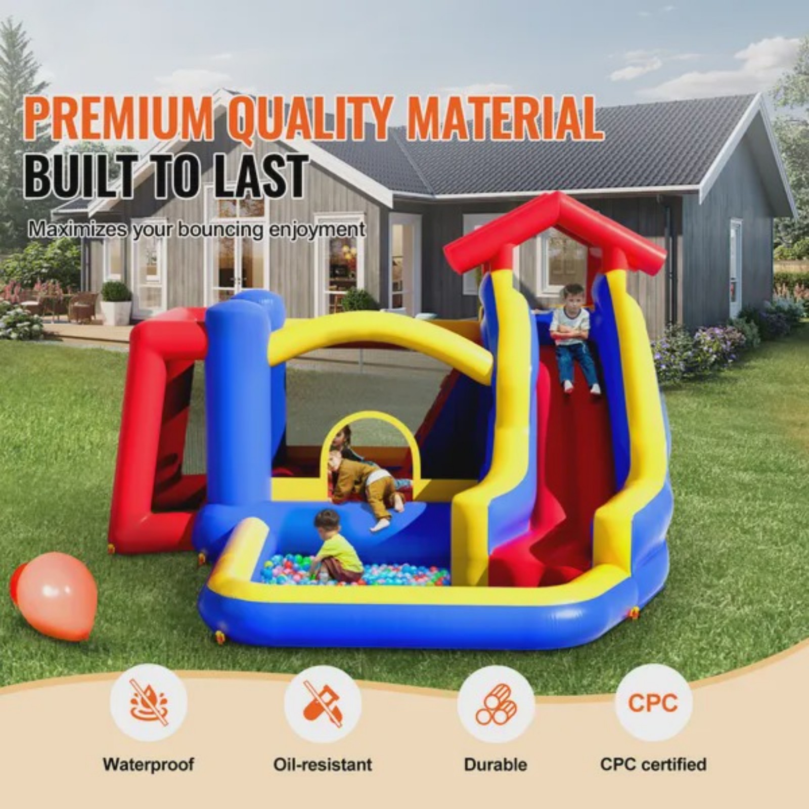 Inflatable Bounce House Outdoo - Kids Outdoor House With Slide recensione e prezzo