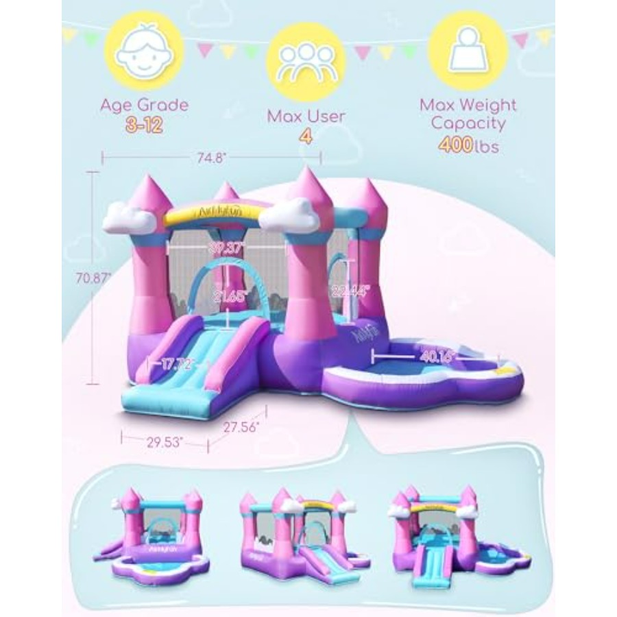 Pink inflatable bounce house f - Kids Outdoor House With Slide recensione e prezzo