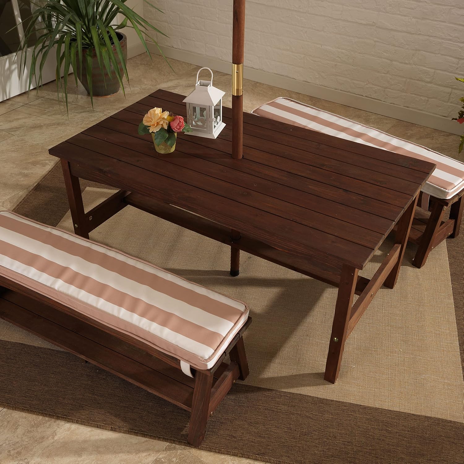 Outdoor Wooden Table & Bench S - Kids Outdoor Bench With Umbrella recensione e prezzo