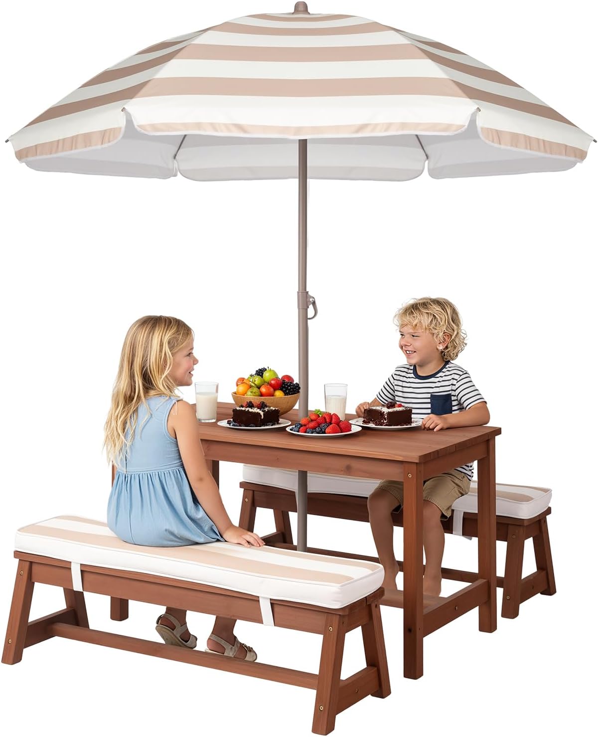 Kids Picnic Table Outdoor Wood - Kids Outdoor Bench With Umbrella recensione e prezzo