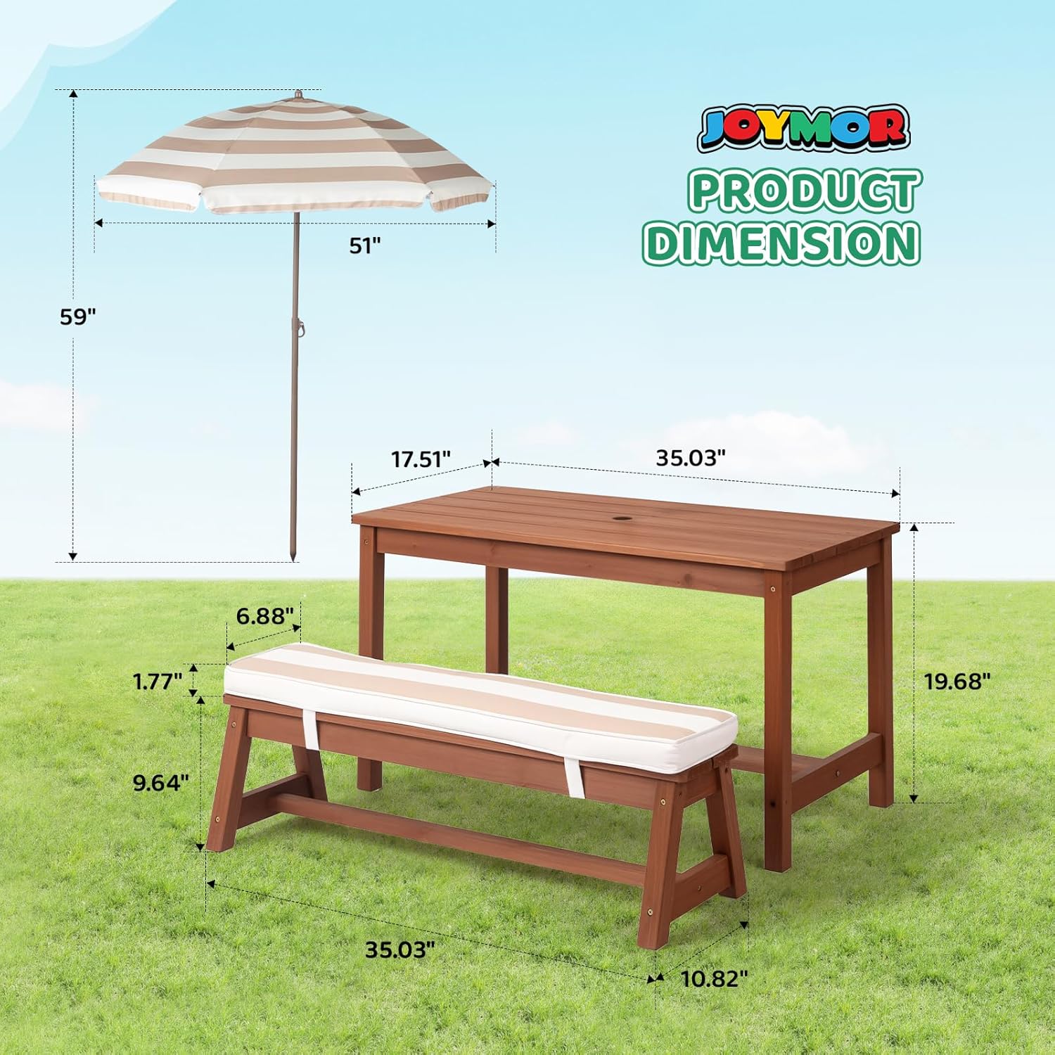 Kids Picnic Table Outdoor Wood - Kids Outdoor Bench With Umbrella recensione e prezzo