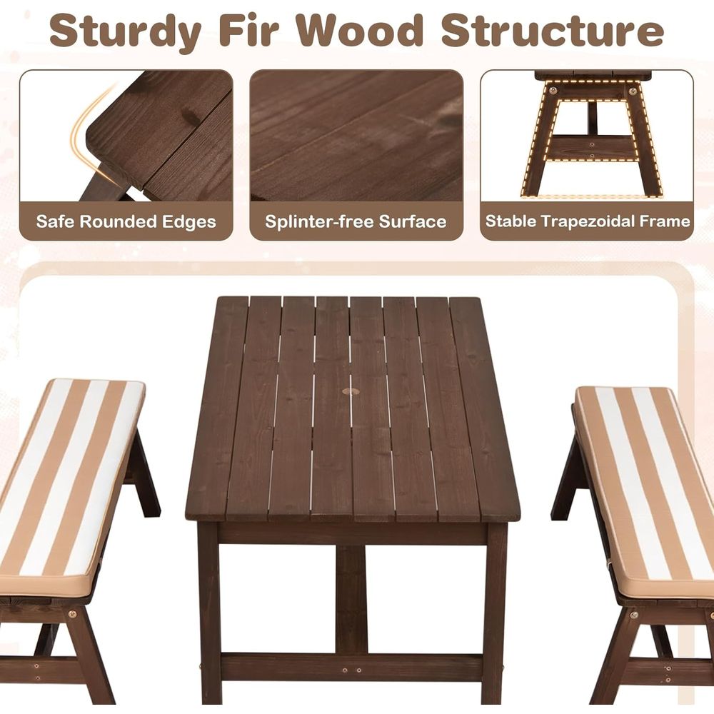 Kids Picnic Table, ir Wood Tod - Kids Outdoor Bench With Umbrella recensione e prezzo