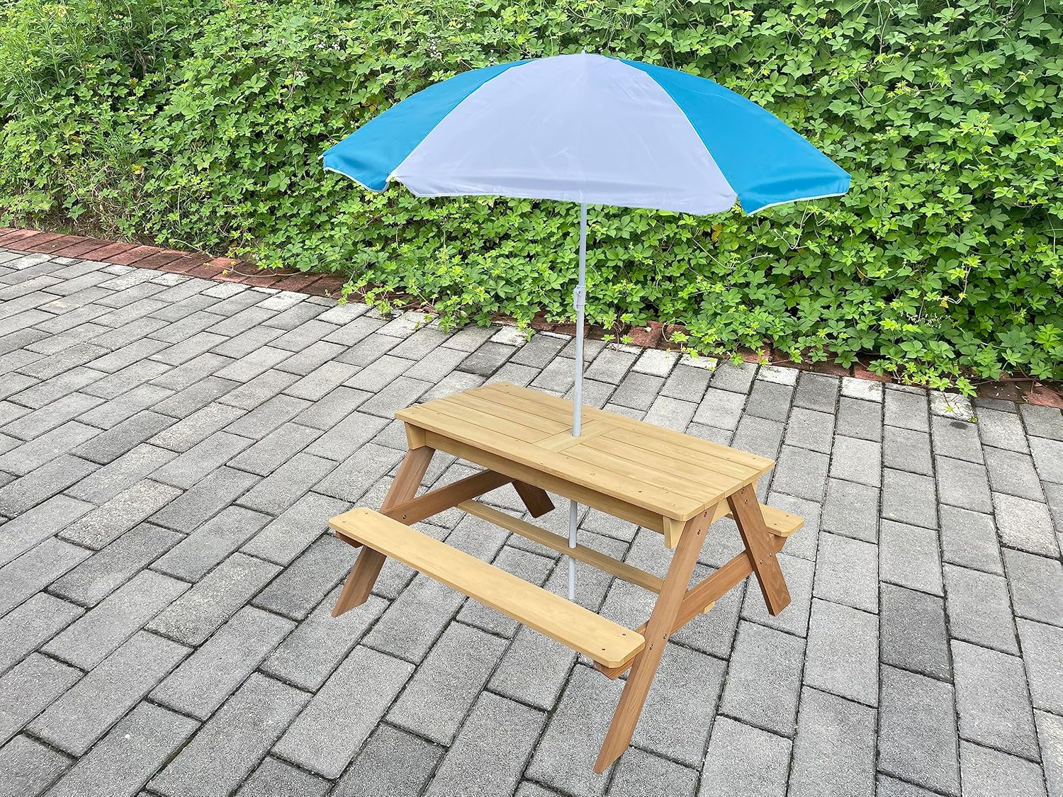 Kids 3-in-1 Sand Water Activit - Kids Outdoor Bench With Umbrella recensione e prezzo