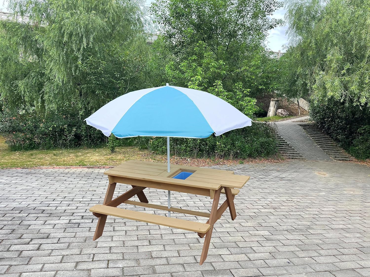 Kids 3-in-1 Sand Water Activit - Kids Outdoor Bench With Umbrella recensione e prezzo