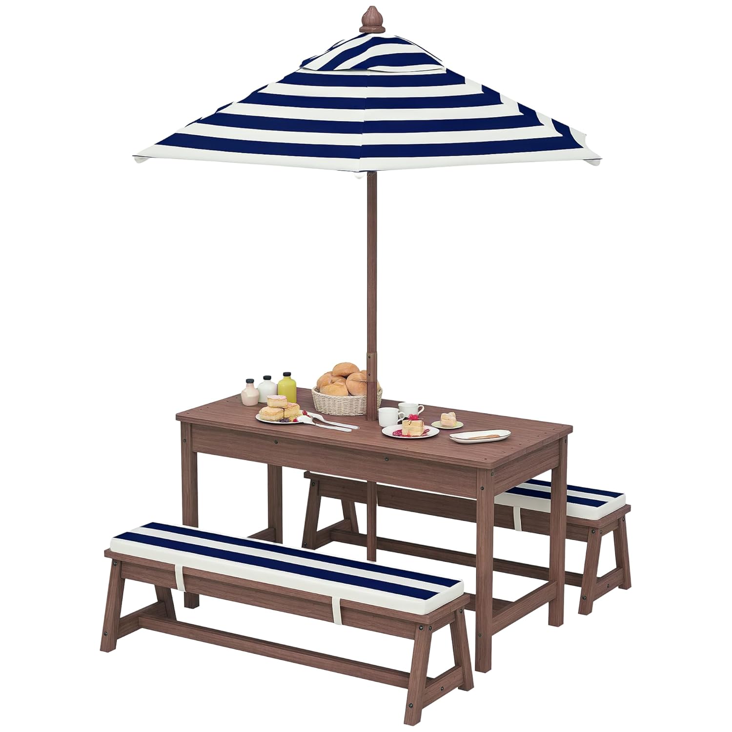 Wooden Kids Picnic Table & Ben - Kids Outdoor Bench With Umbrella recensione e prezzo